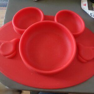 The First Years Disney Mickey Mouse Red Silicone Sectioned Plate Toddler Feeding